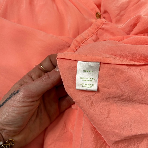 Lilly Pulitzer l Elsa Silk Salmon Pink Blouse Small - Picture 8 of 10